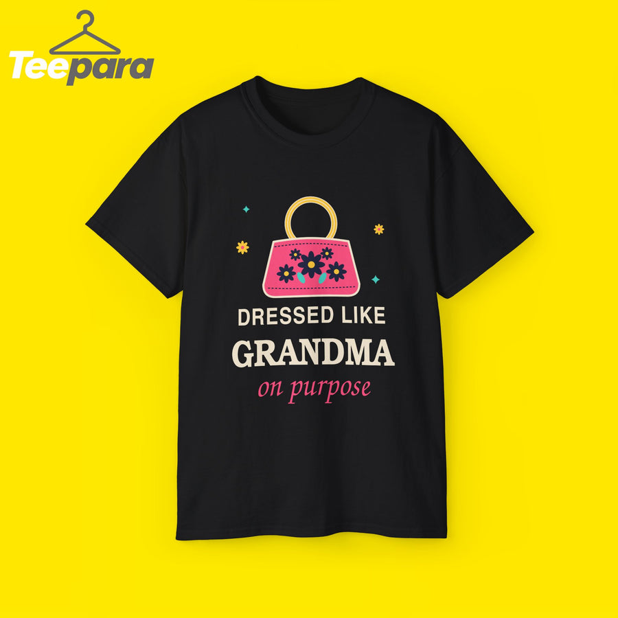 Dressed Like Grandma On Purpose vintage floral handbag t-shirt by TeePara