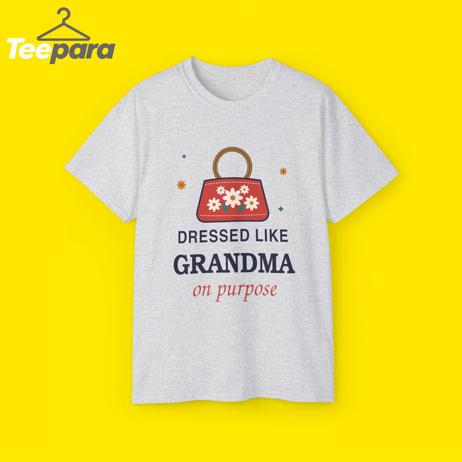 Dressed Like Grandma On Purpose vintage floral handbag t-shirt by TeePara