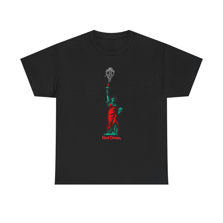 Red Dress Statue of Liberty Shirt black