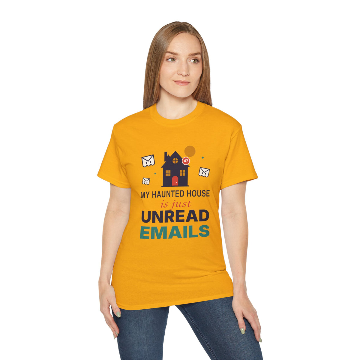 My Haunted House Is Just Unread Emails funny Halloween office t-shirt by TeePara