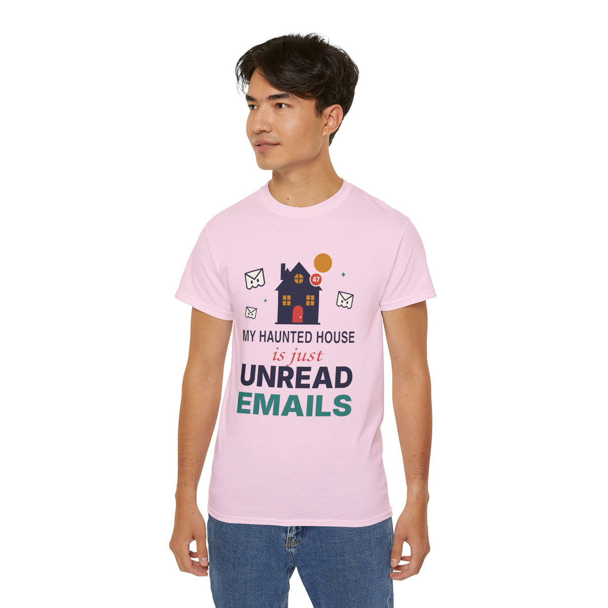 My Haunted House Is Just Unread Emails funny Halloween office t-shirt by TeePara