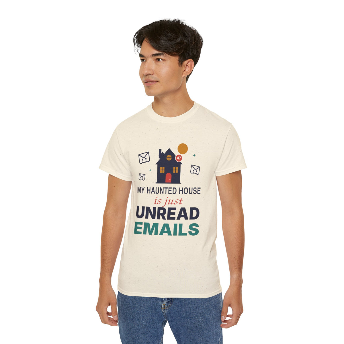 My Haunted House Is Just Unread Emails funny Halloween office t-shirt by TeePara