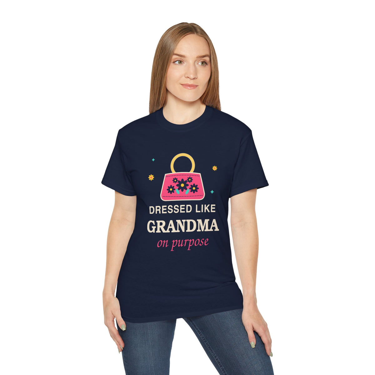 Dressed Like Grandma On Purpose vintage floral handbag t-shirt by TeePara