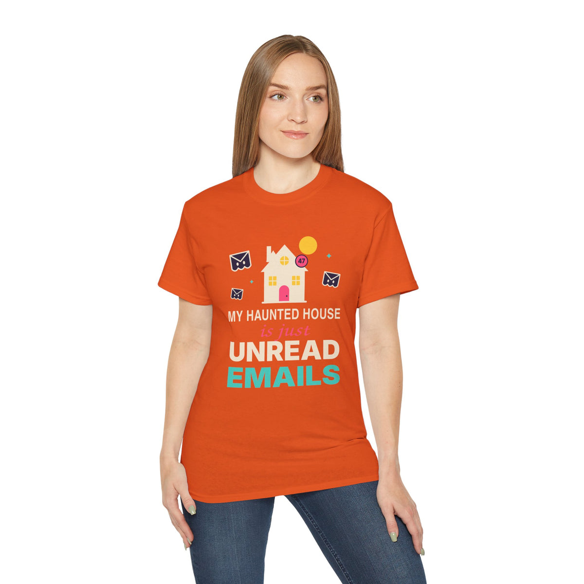 My Haunted House Is Just Unread Emails funny Halloween office t-shirt by TeePara