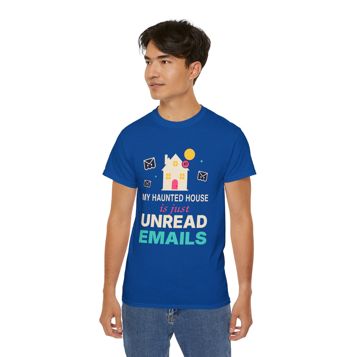 My Haunted House Is Just Unread Emails funny Halloween office t-shirt by TeePara