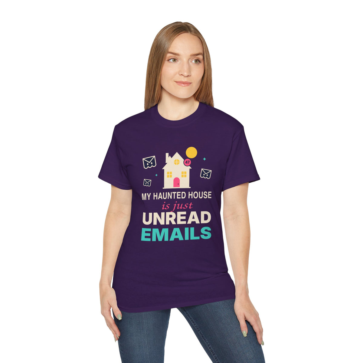 My Haunted House Is Just Unread Emails funny Halloween office t-shirt by TeePara