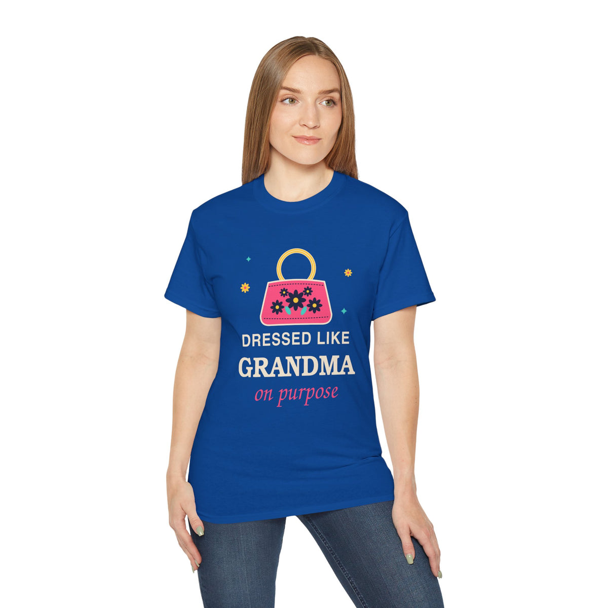 Dressed Like Grandma On Purpose vintage floral handbag t-shirt by TeePara
