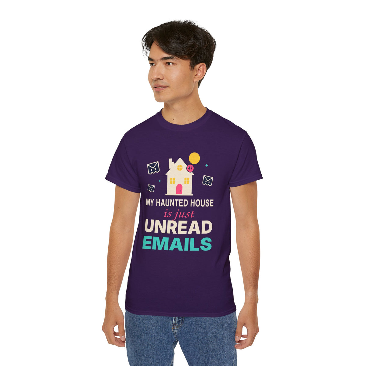 My Haunted House Is Just Unread Emails funny Halloween office t-shirt by TeePara