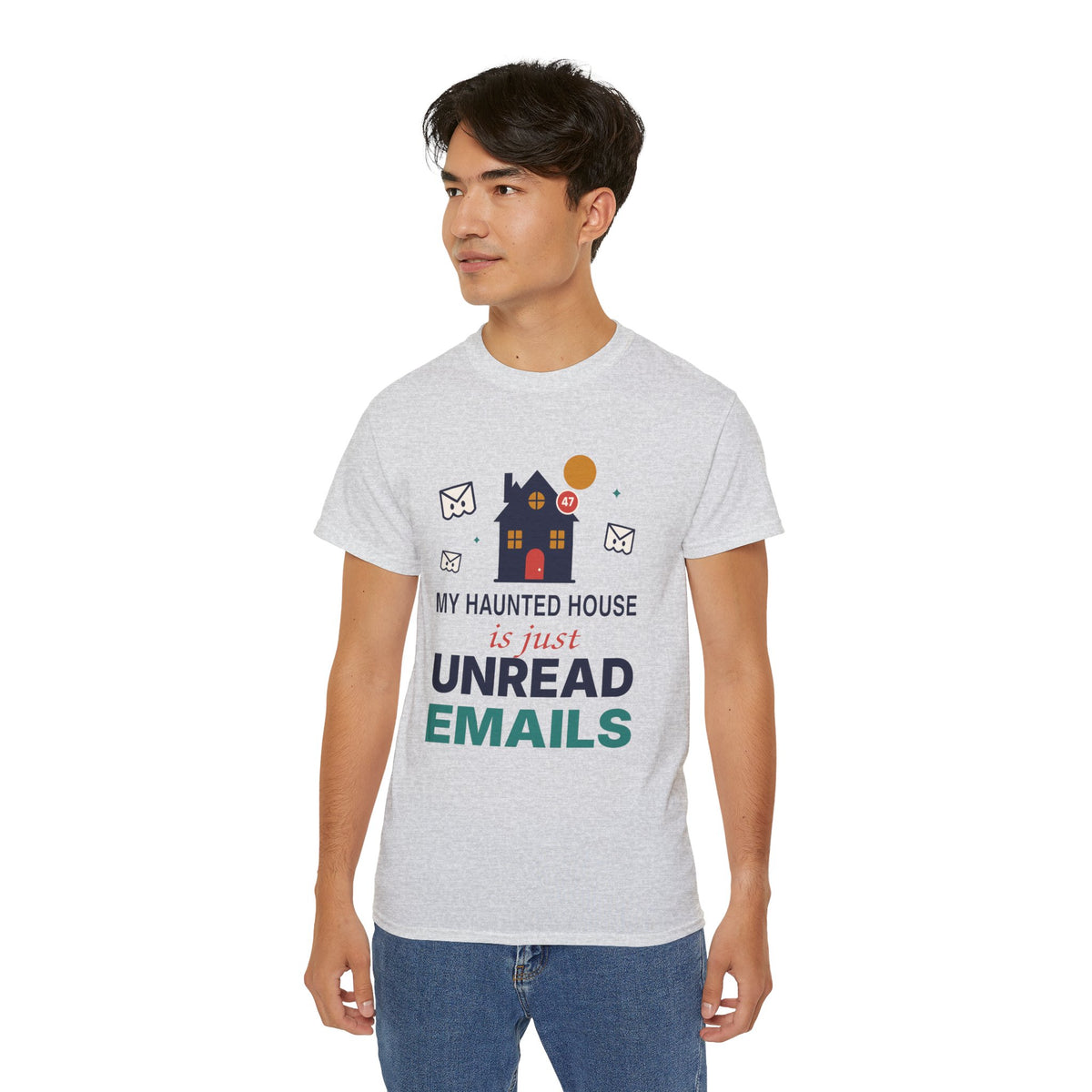 My Haunted House Is Just Unread Emails funny Halloween office t-shirt by TeePara
