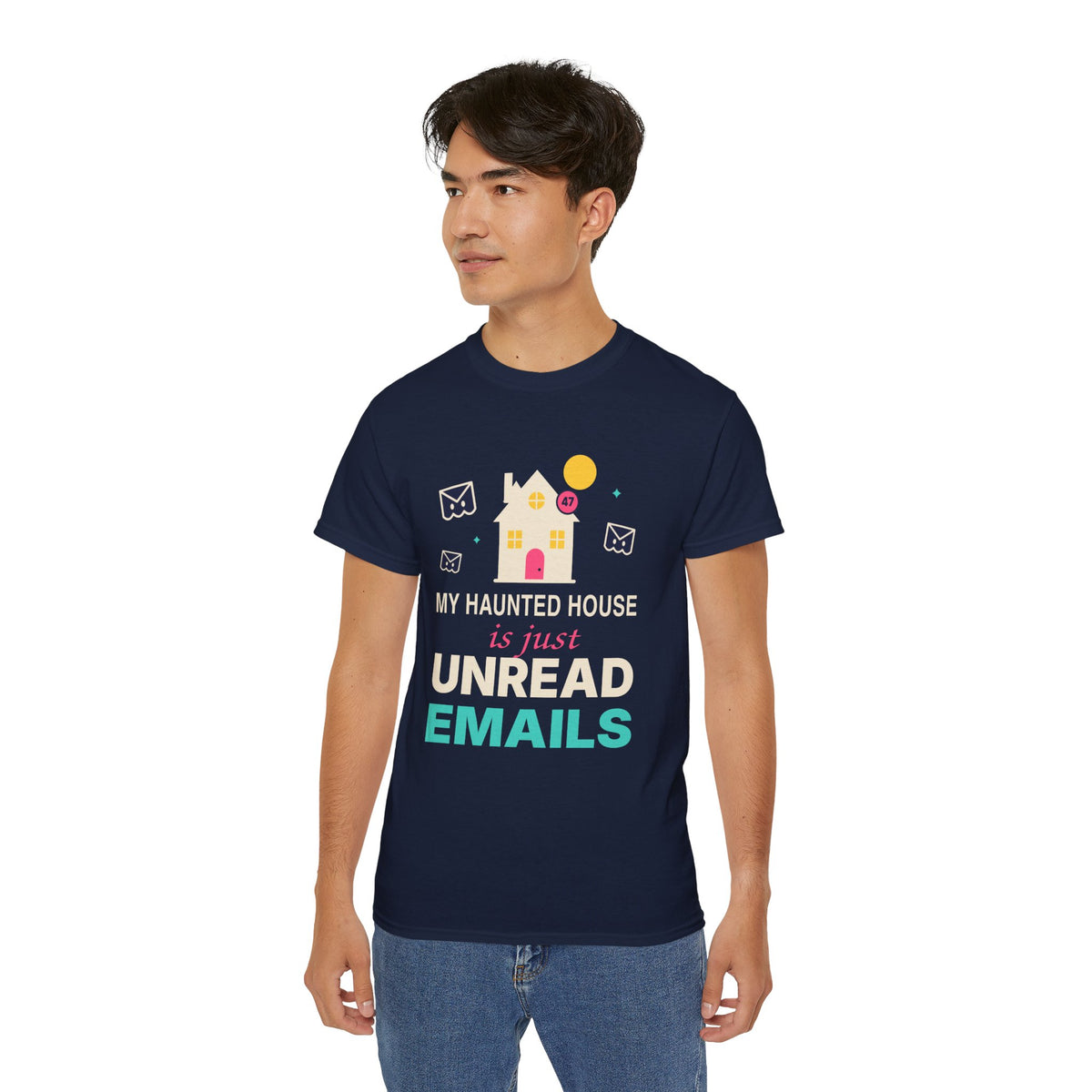 My Haunted House Is Just Unread Emails funny Halloween office t-shirt by TeePara
