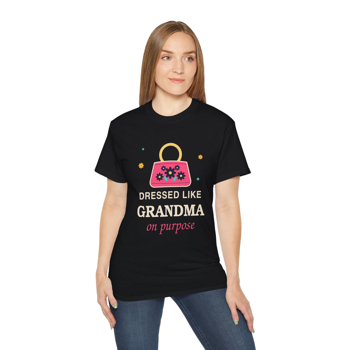 Dressed Like Grandma On Purpose vintage floral handbag t-shirt by TeePara
