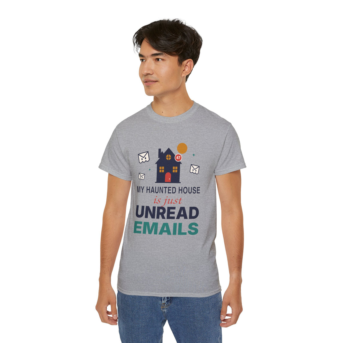 My Haunted House Is Just Unread Emails funny Halloween office t-shirt by TeePara