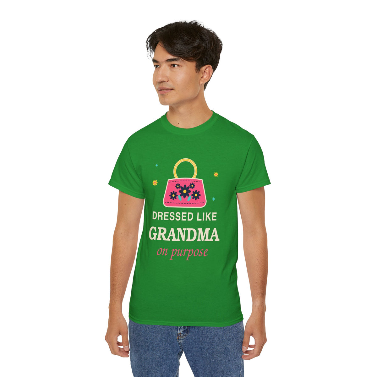 Dressed Like Grandma On Purpose vintage floral handbag t-shirt by TeePara