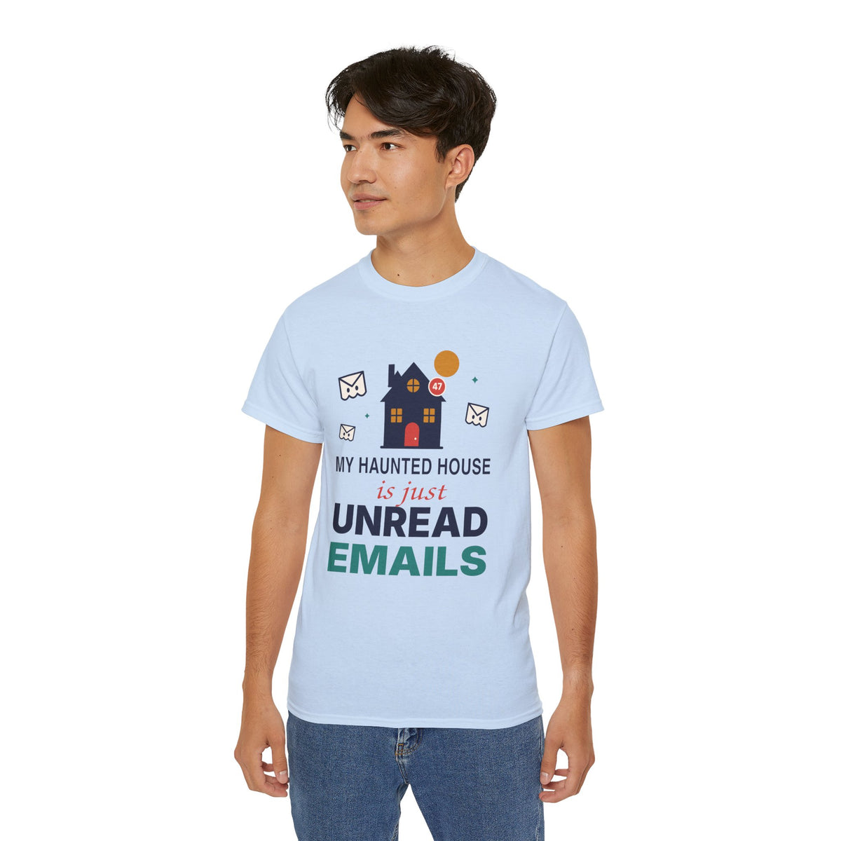My Haunted House Is Just Unread Emails funny Halloween office t-shirt by TeePara