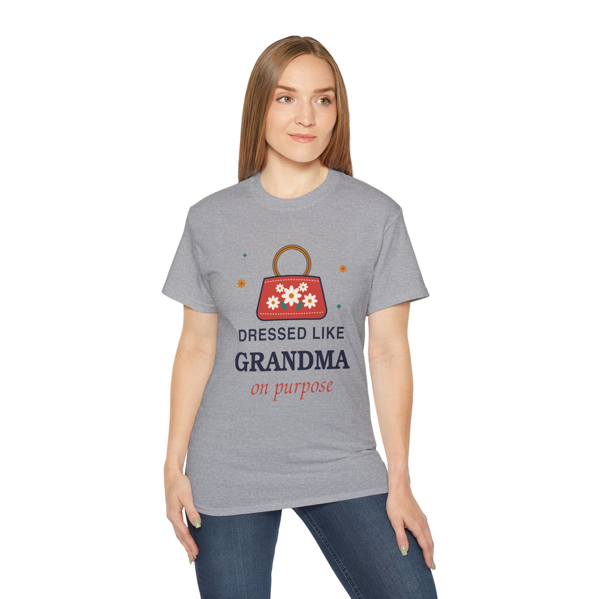 Dressed Like Grandma On Purpose vintage floral handbag t-shirt by TeePara