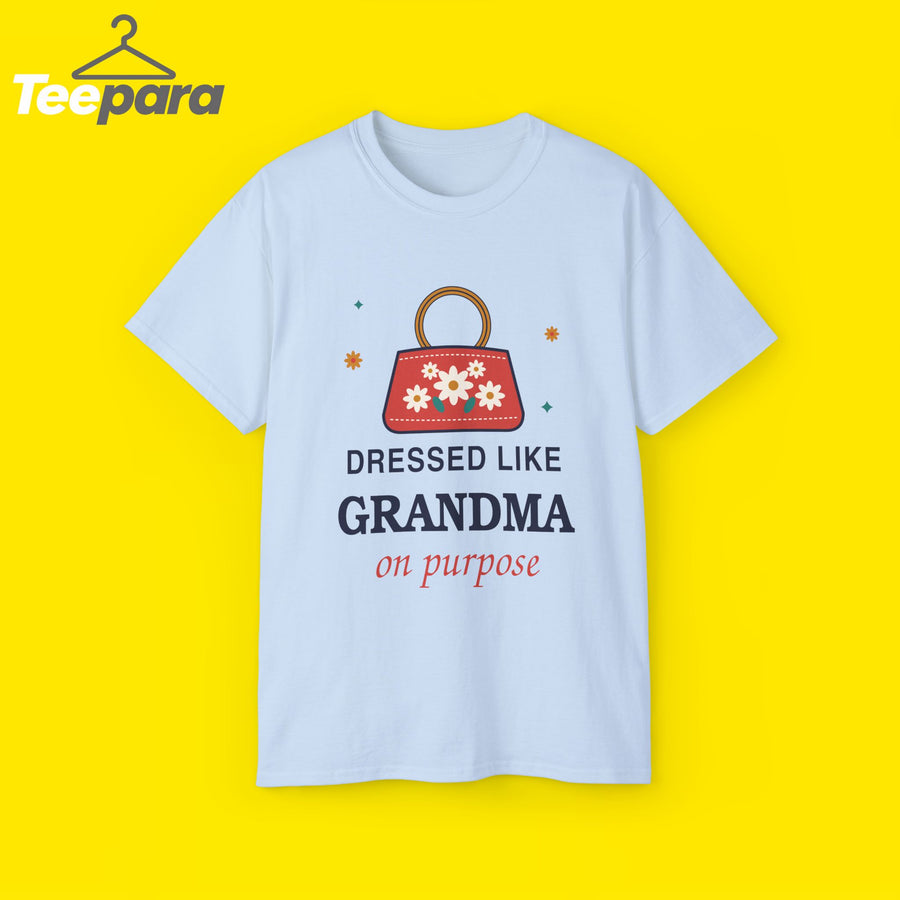Dressed Like Grandma On Purpose vintage floral handbag t-shirt by TeePara