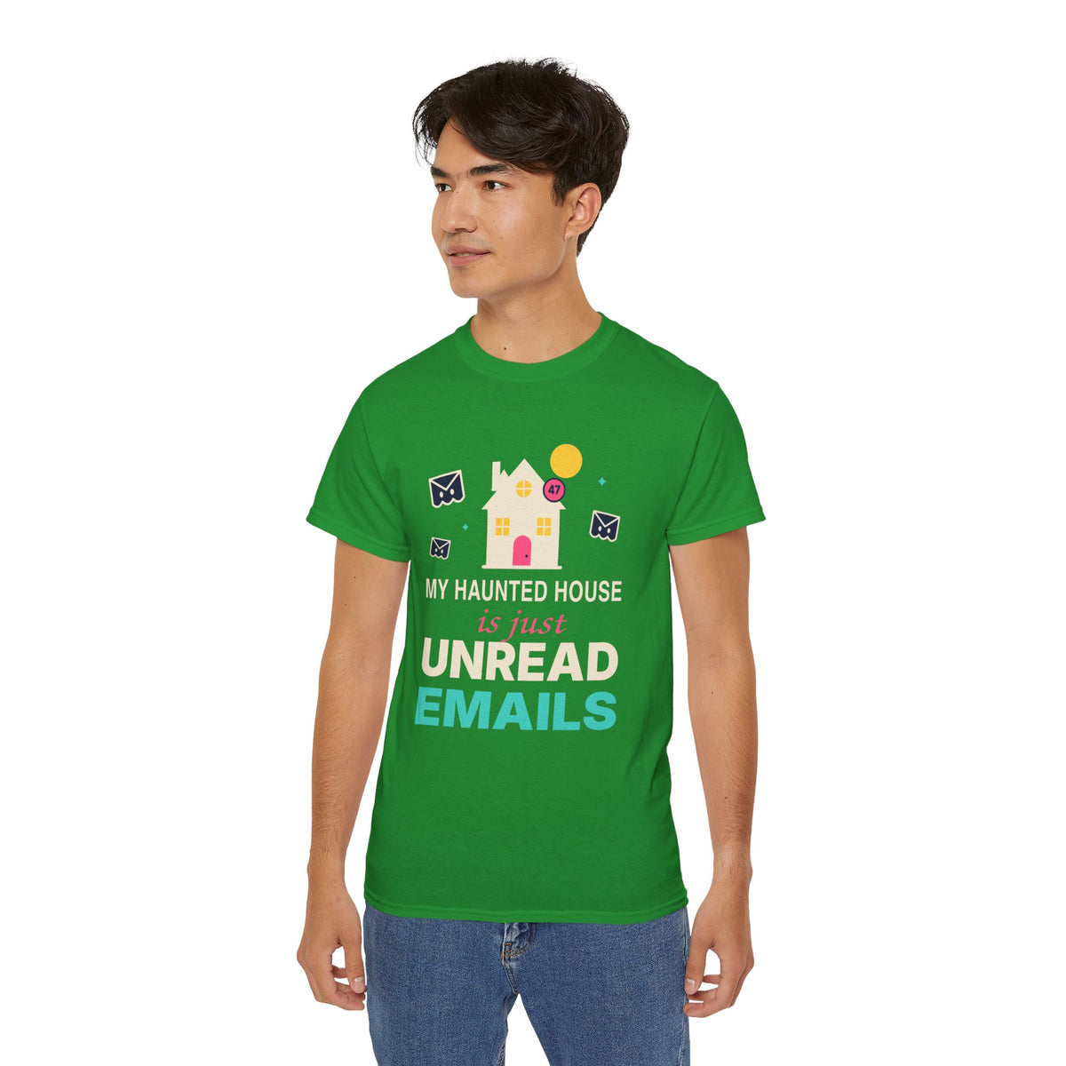 My Haunted House Is Just Unread Emails funny Halloween office t-shirt by TeePara