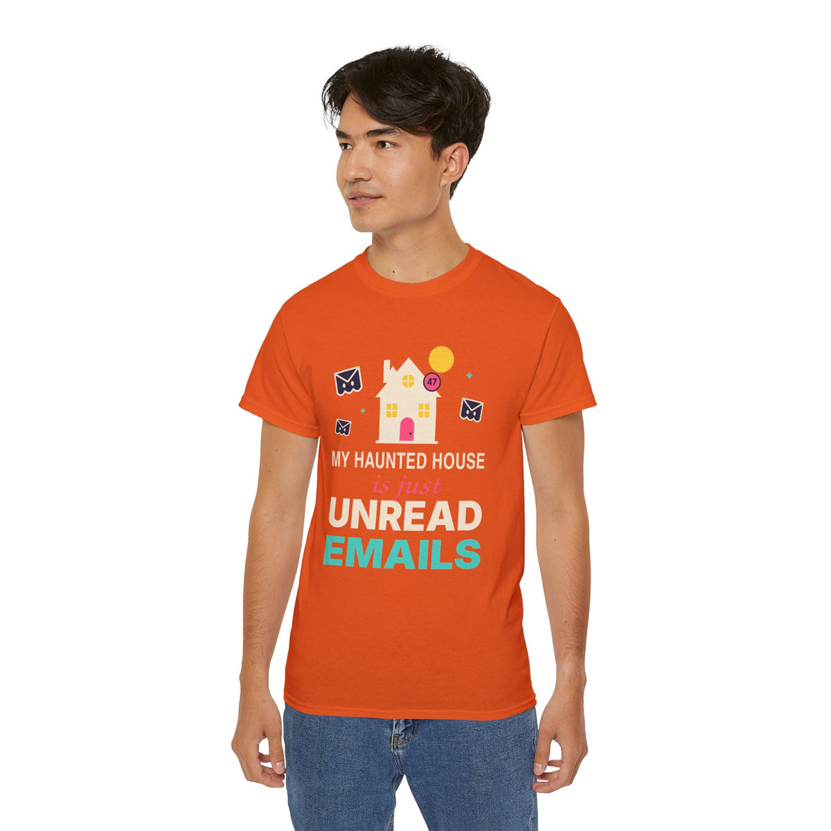 My Haunted House Is Just Unread Emails funny Halloween office t-shirt by TeePara