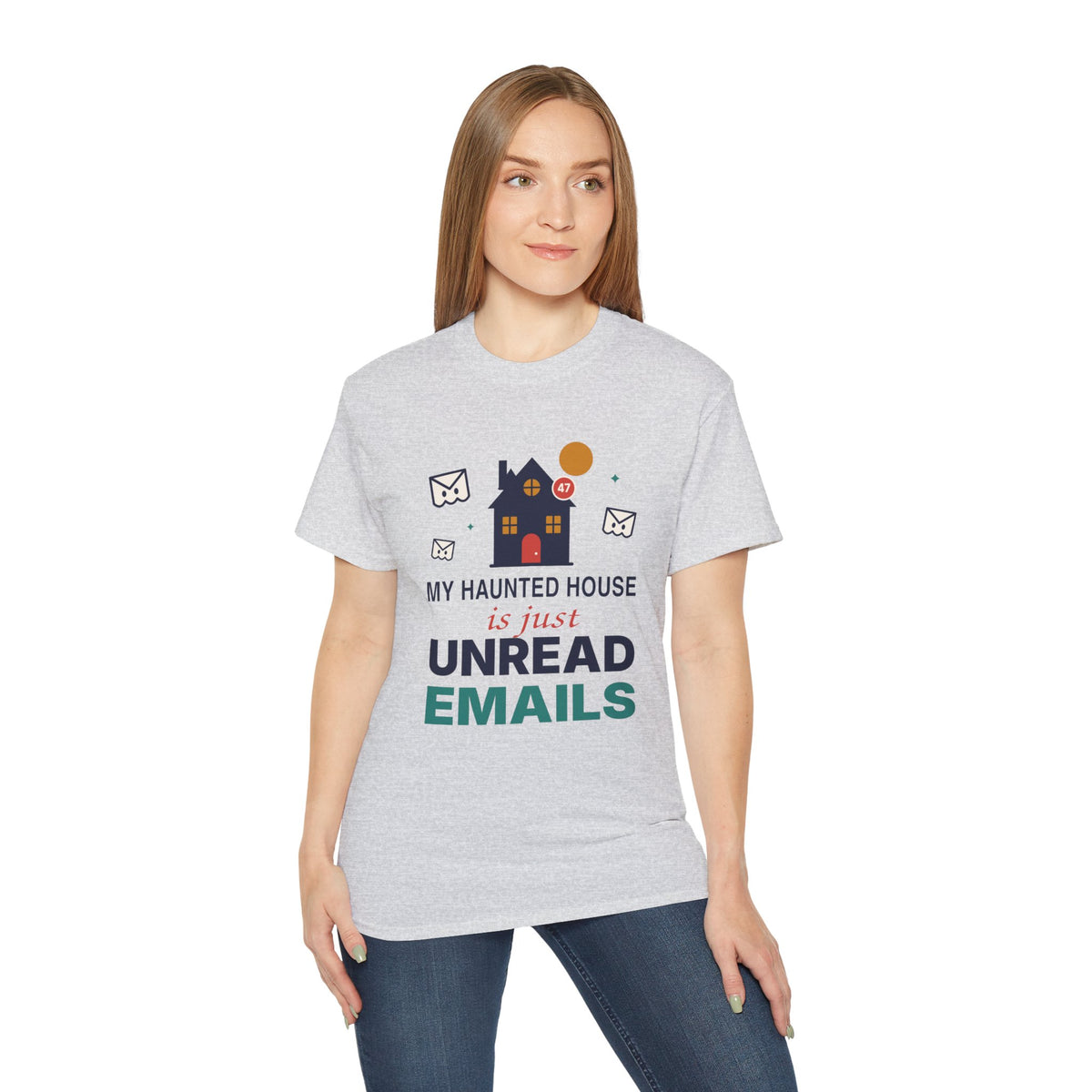 My Haunted House Is Just Unread Emails funny Halloween office t-shirt by TeePara