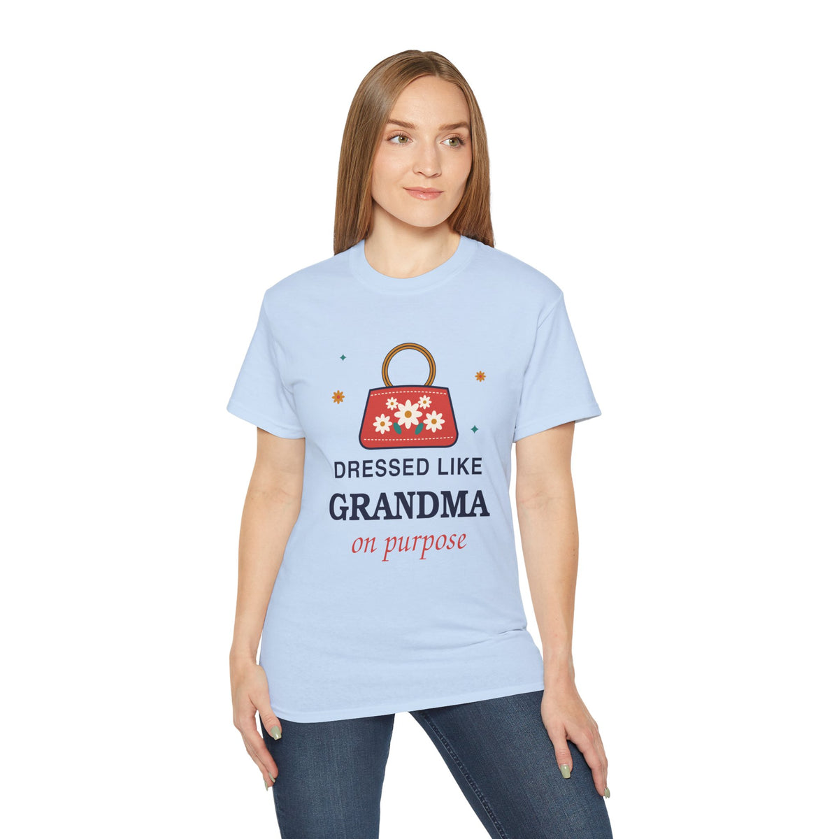 Dressed Like Grandma On Purpose vintage floral handbag t-shirt by TeePara