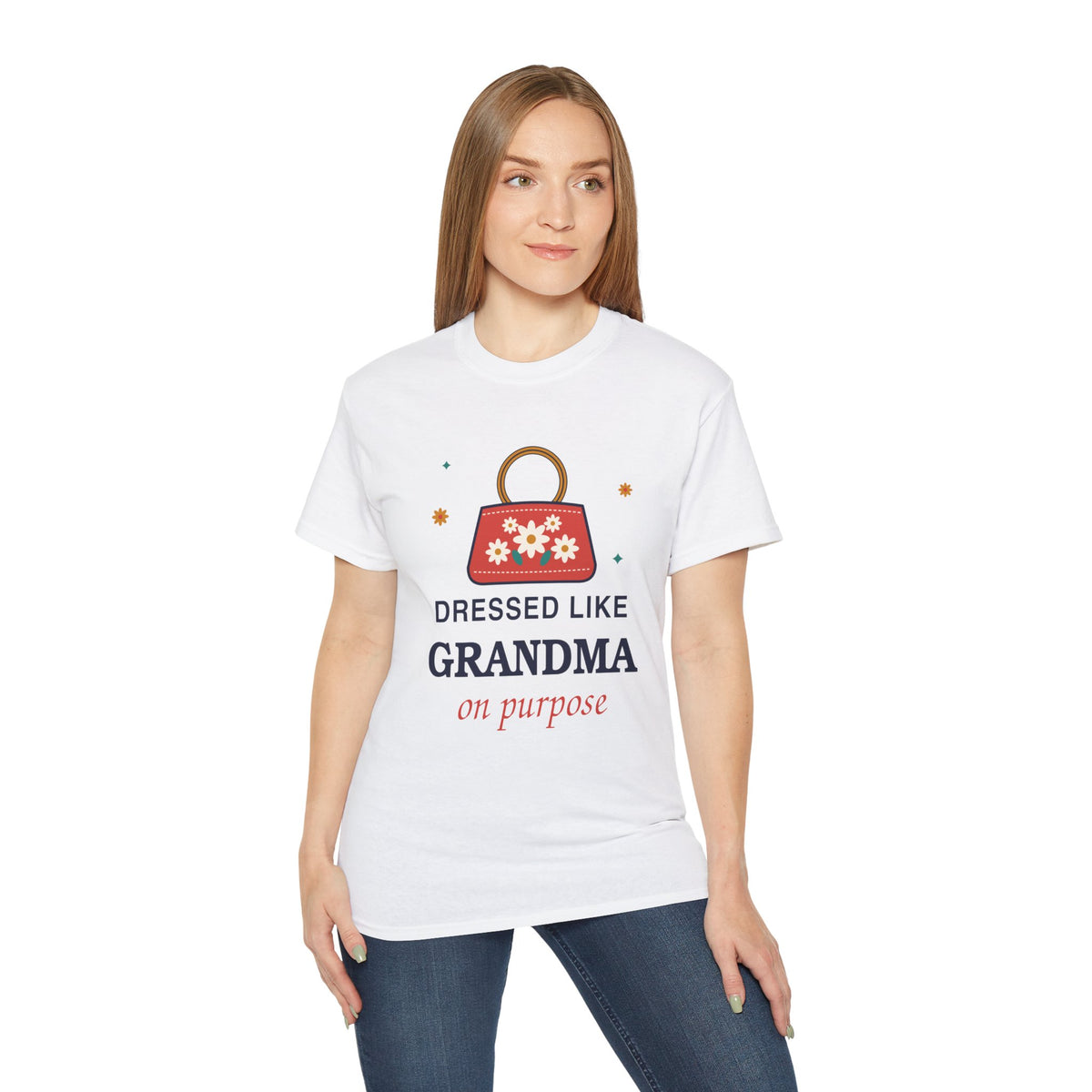 Dressed Like Grandma On Purpose vintage floral handbag t-shirt by TeePara