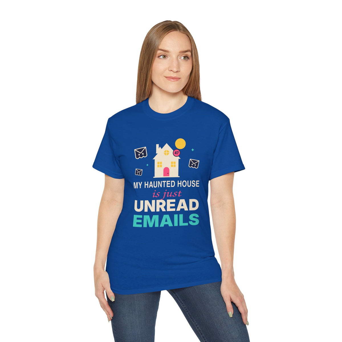 My Haunted House Is Just Unread Emails funny Halloween office t-shirt by TeePara