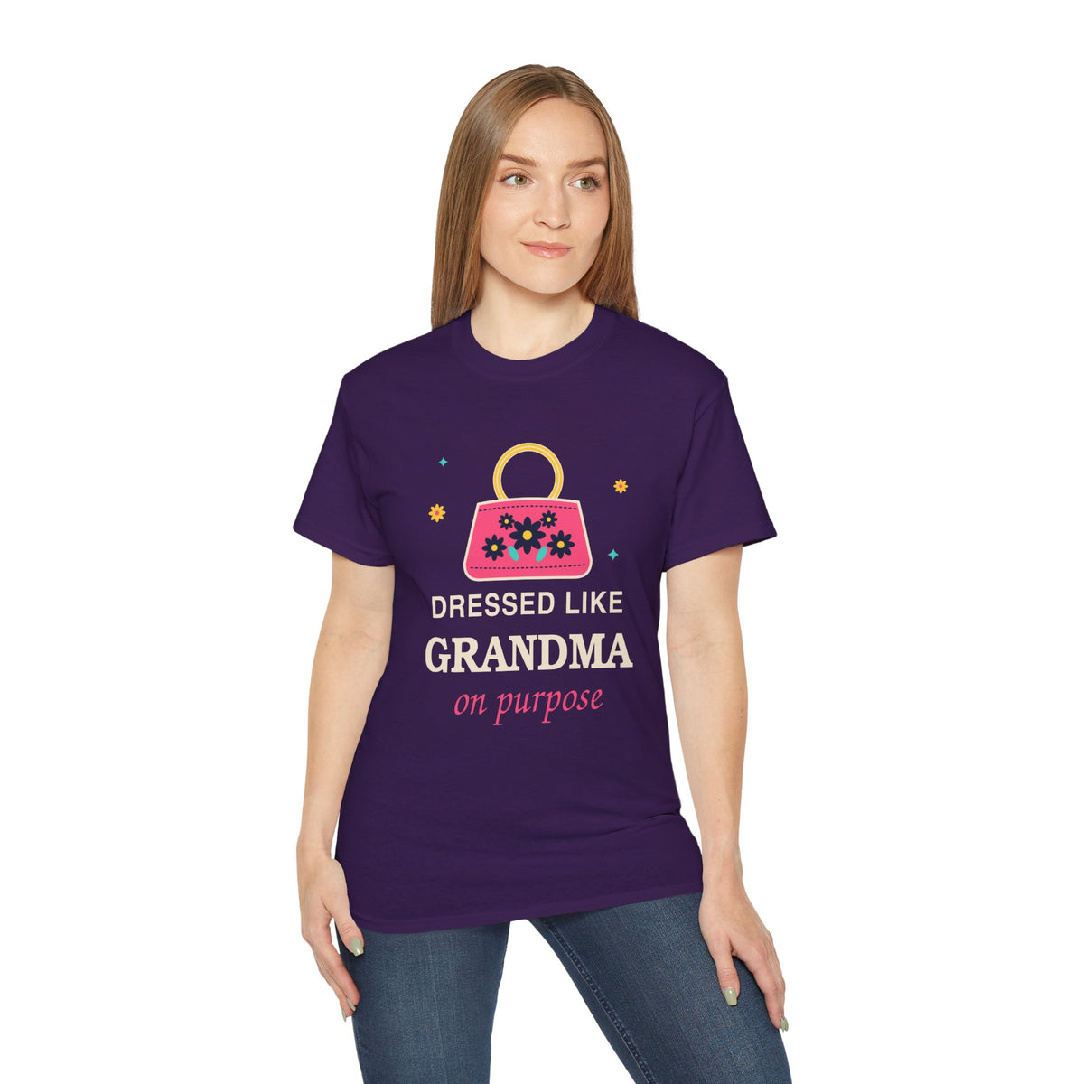 Dressed Like Grandma On Purpose vintage floral handbag t-shirt by TeePara