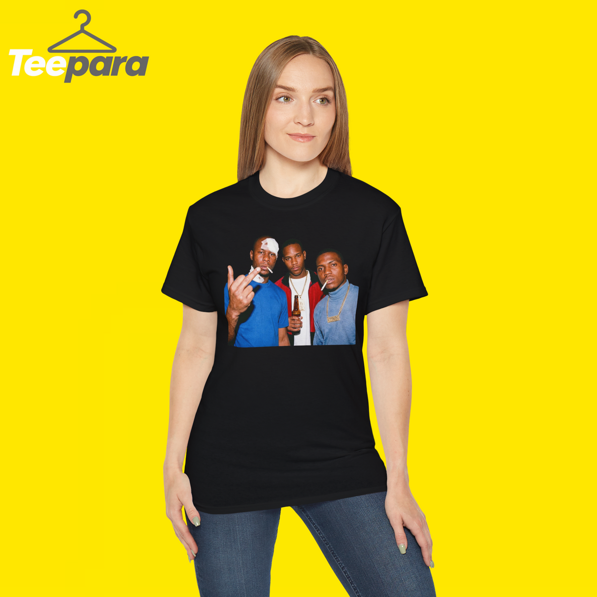 Migos Tee Black Hip Hop Rap Group Photo Print Unisex Cotton Shirt