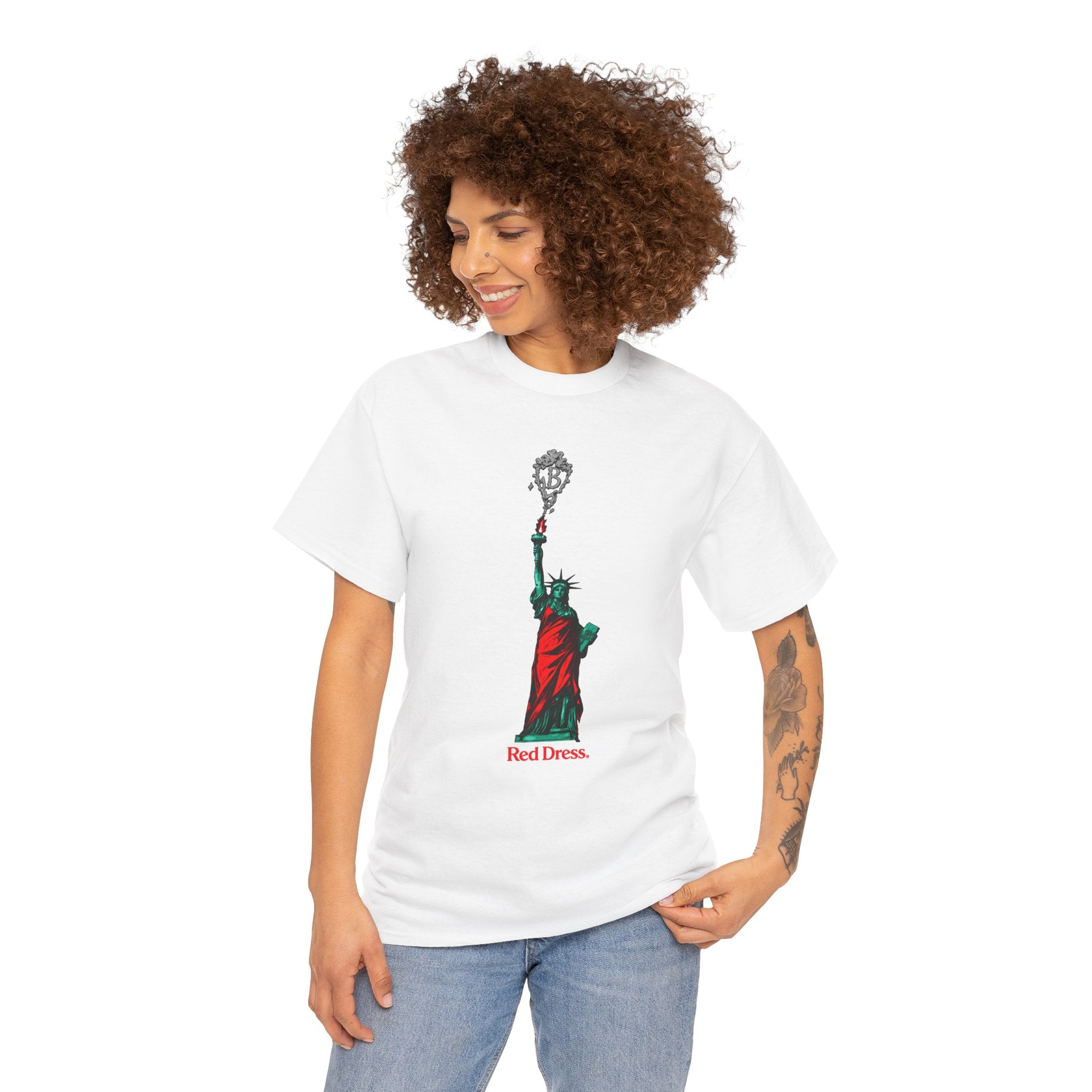 Red Dress Statue of Liberty Shirt women