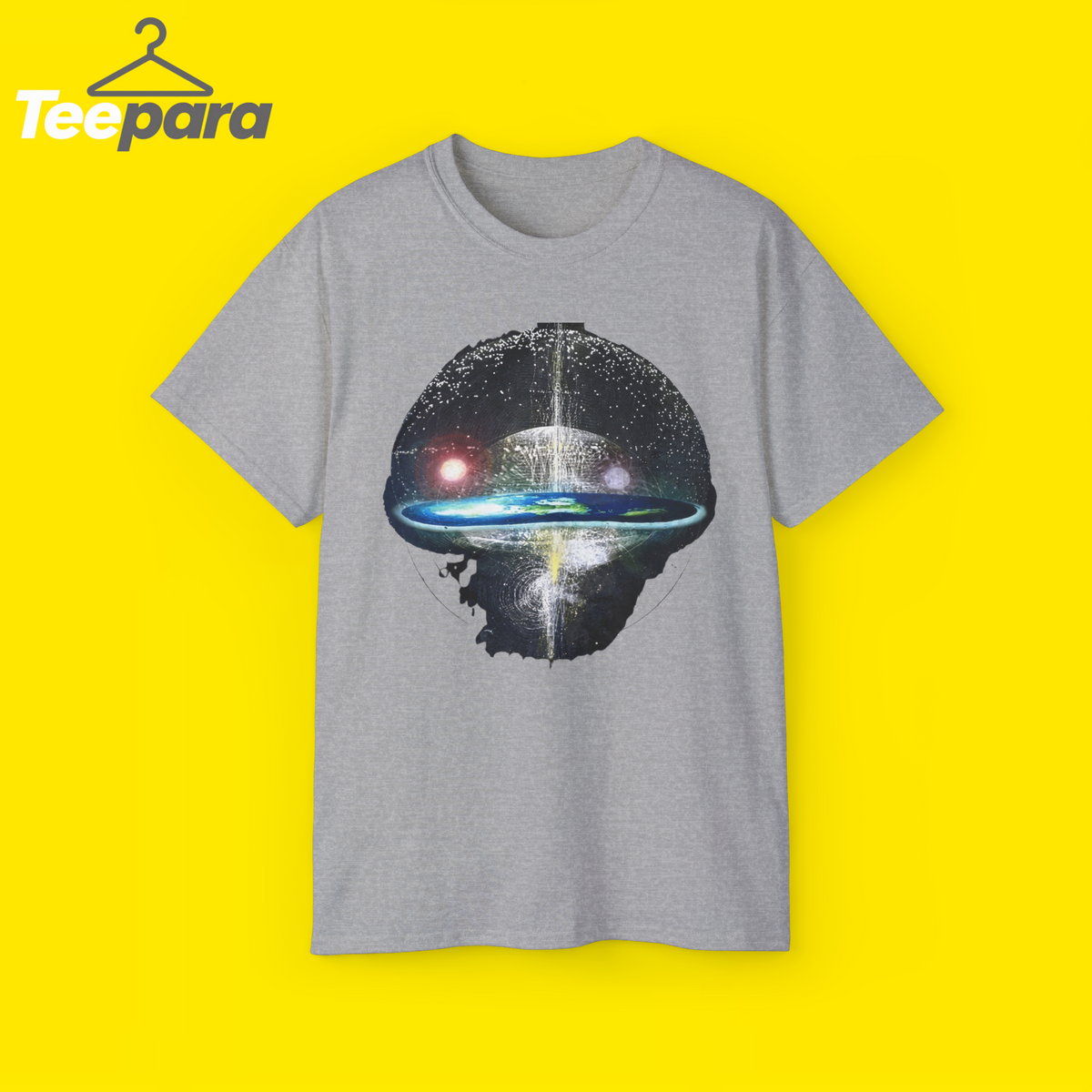 Gray Flat Earth Firmament Dome Shirt, front view