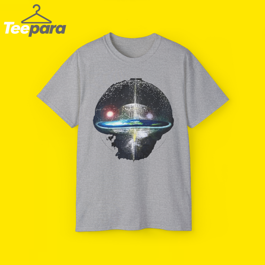 Gray Flat Earth Firmament Dome Shirt, front view