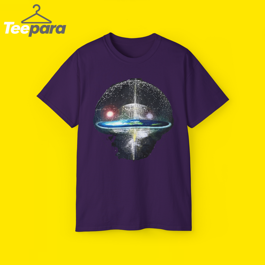 Purple Flat Earth Firmament Dome Shirt, front view