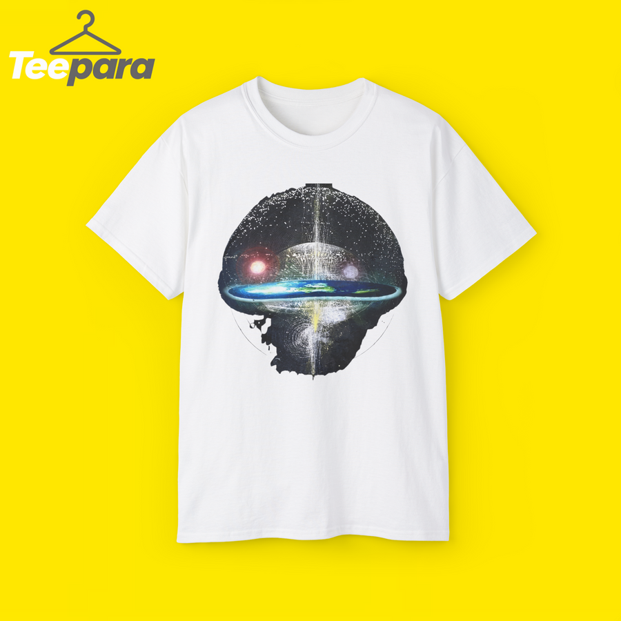 White Flat Earth Firmament Dome Shirt, front view
