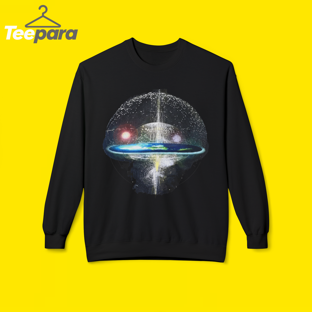 Black Flat Earth Firmament Dome Sweatshirt, front view