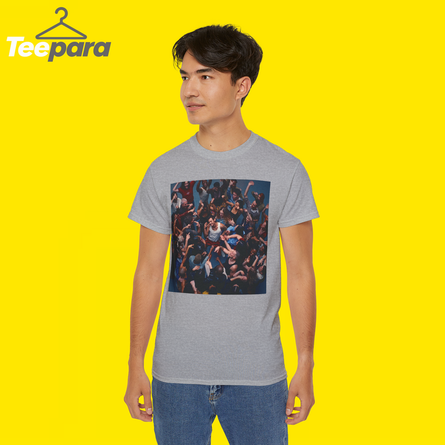 Model wearing gray Harry Styles Dance No More Shirt