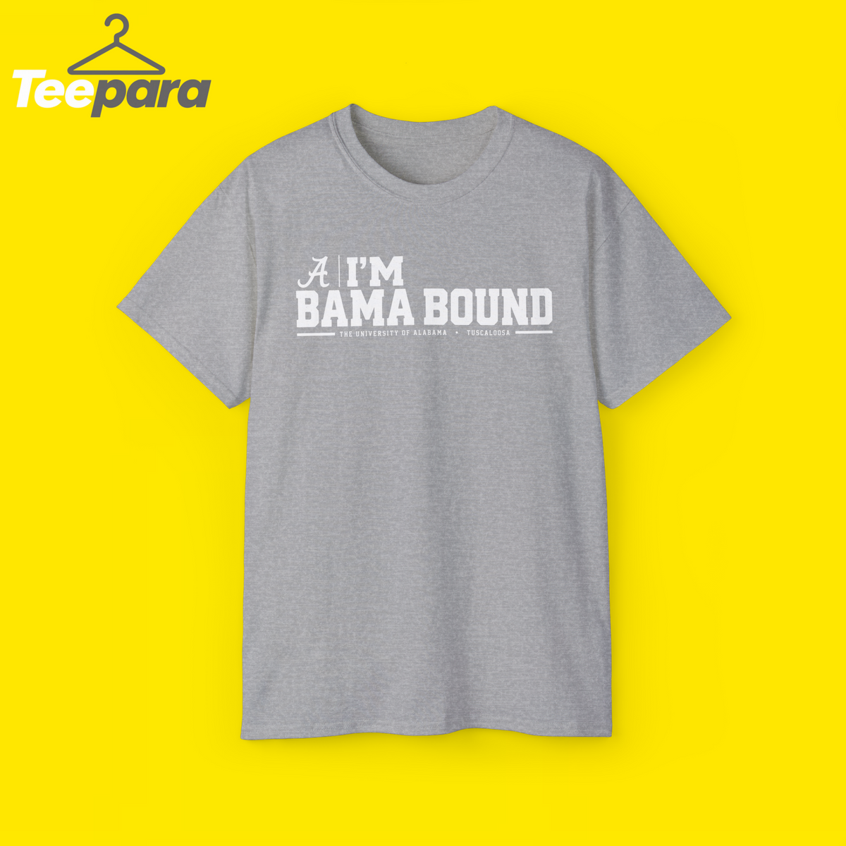 I'm Bama Bound Meme Shirt - Gray unisex t-shirt with funny Alabama meme graphic, front view