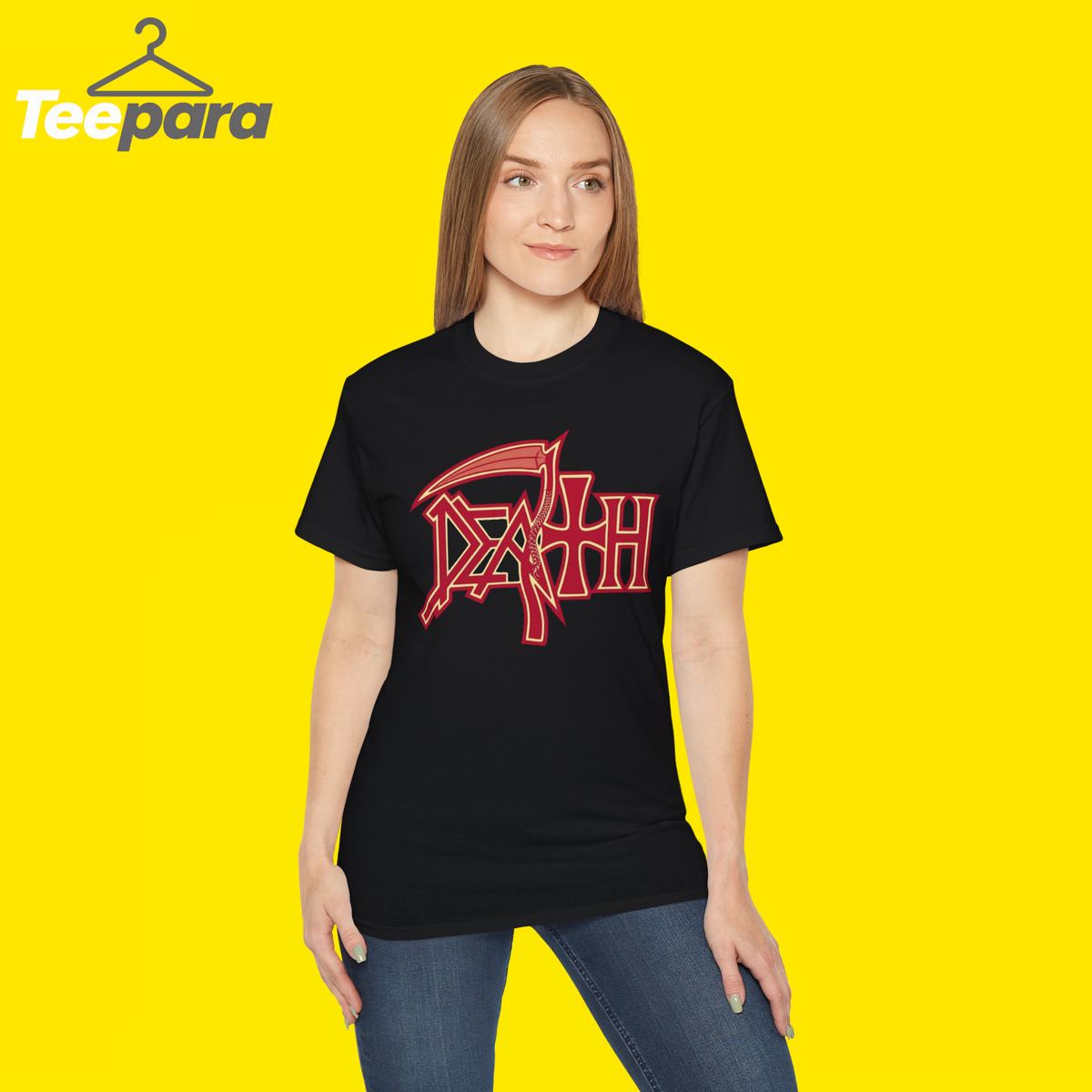 Woman wearing the black Trump Rally Tom Death Shirt